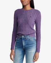 Load image into Gallery viewer, POLO RALPH LAUREN Cable-knit Wool Sweater, Purple, Size XS