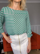 Load image into Gallery viewer, Dorothy Perkins Green Striped Tie Sleeve Blouse