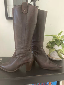 Street Shoes Made in Italy Leather Boots, Chocolate Brown, Size 39