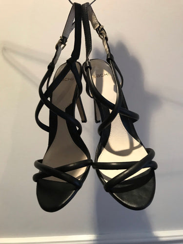 Sachi Open Toe Stilettos, Black, Size 39