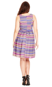 City Chic Multi Stripe Fit & Flare Dress, BNWT, XL