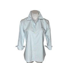 Load image into Gallery viewer, Ralph Lauren Oxford Knit Shirt, Blue/Pink Stripe, Size 12