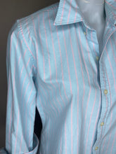Load image into Gallery viewer, Ralph Lauren Oxford Knit Shirt, Blue/Pink Stripe, Size 12