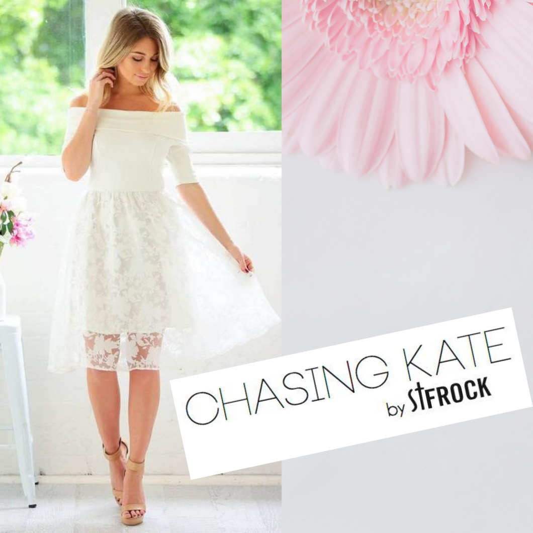 Chasing Kate Fit & Flare Off-The-Shoulder Dress, Size 14