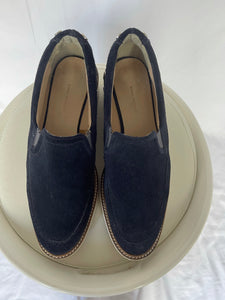 Zara Navy Suede Platform Loafers, Size 39