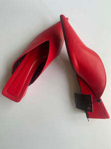 Zara Trafaluc Wedge Mules, Size 41, Red