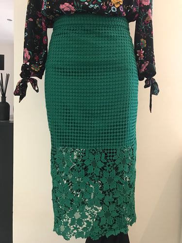 Bardot Green Lola Lace Skirt, Size 10