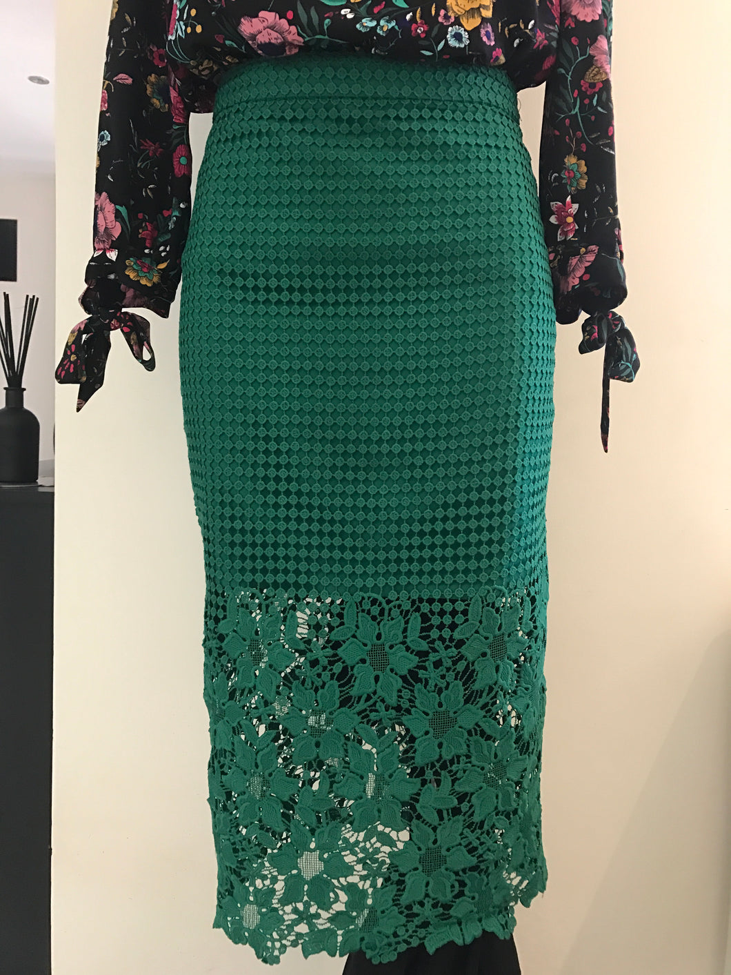 Bardot Green Lola Lace Skirt, Size 10