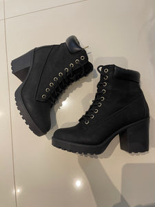 London Rebel Lace Up Ankle Boots, Black, Size 7