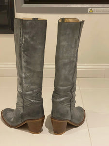 DiCo Copenhagen Janie Escovado Leather Boots, Distressed Grey, Size 36