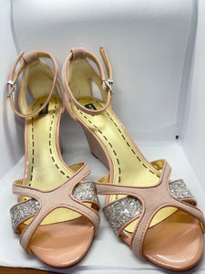 Mimco Monarch Mix Midi Wedge Heels, Pink, Size 39