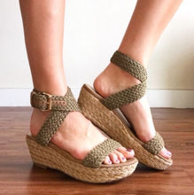 Load image into Gallery viewer, STUART WEITZMAN ALEX-LO ESPADRILLE WEDGE SANDAL