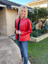 Load image into Gallery viewer, Leather Box Jacket, Red, Size L