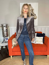 Load image into Gallery viewer, Zara Velour Jacket, Pewter, Size M
