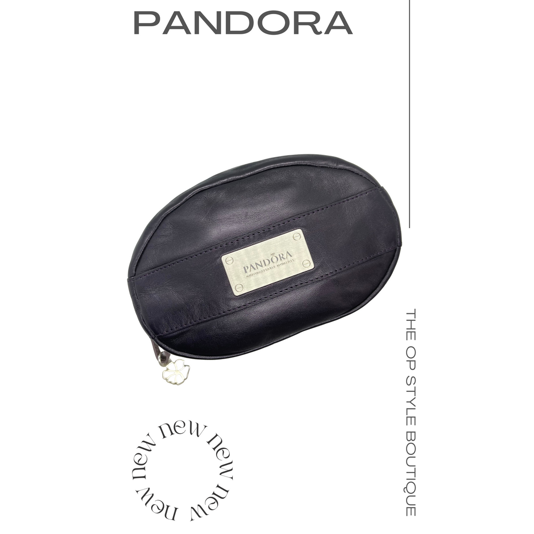 Pandora Leather Makeup Pouch, Purple