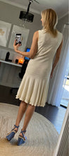 Load image into Gallery viewer, Silk Blend Crochet Knit Drop Waist Bib Dress, Ivory, Size M