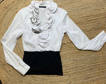 Load image into Gallery viewer, Rinascimento Ruffle Blouse, Black and White, Size M