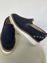 Load image into Gallery viewer, Zara Navy Suede Platform Loafers, Size 39