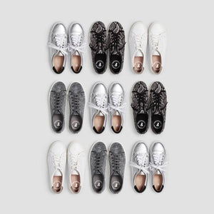 French Connection Silver Glitter Sneakers, Size 38
