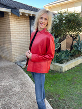 Load image into Gallery viewer, Leather Box Jacket, Red, Size L