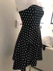 Keepsake Soul Fire Mini Strapless Dress, Black/White, Size M