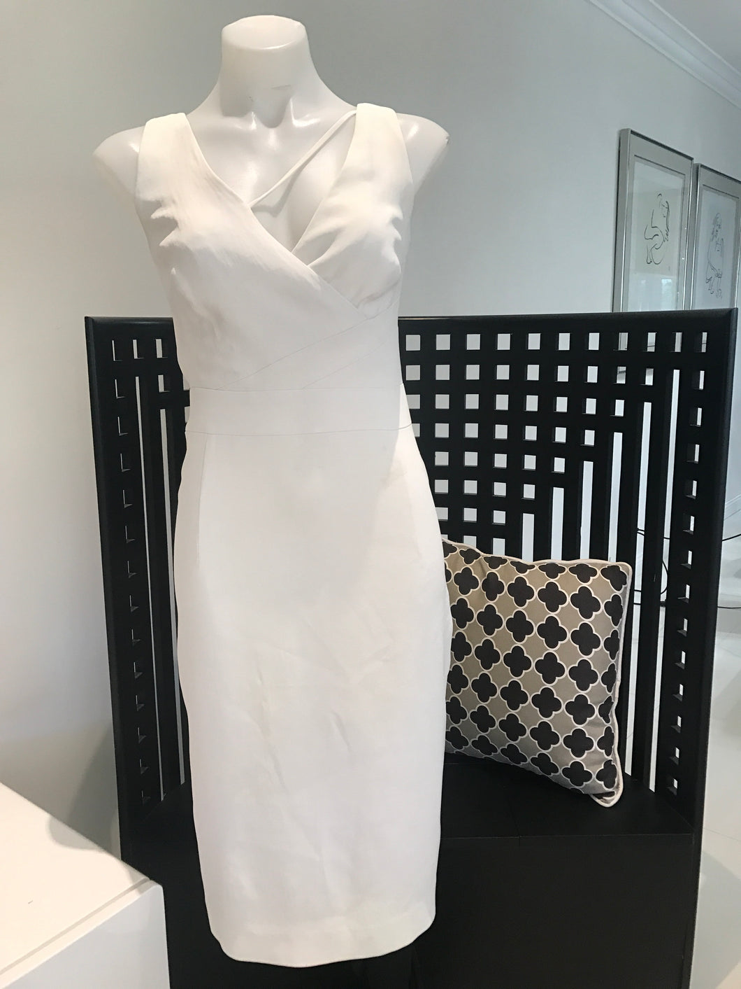 Saba V-Neck Cocktail Dress, White, Size 8