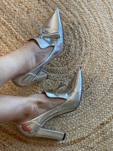 Wittner Blaide Tassel Loafer Pumps, Silver Foil, Size 38