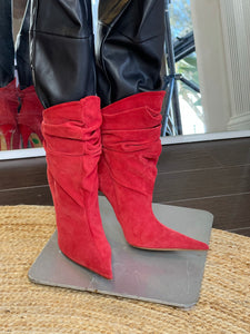 Gianmarco Lorenzi Red Suede Ankle Boots, Brand New, Size 40