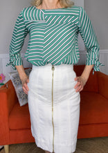 Load image into Gallery viewer, Dorothy Perkins Green Striped Tie Sleeve Blouse