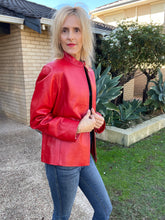 Load image into Gallery viewer, Leather Box Jacket, Red, Size L