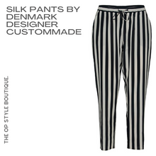 Load image into Gallery viewer, custommade Alinka Monochrome Striped Silk Pants, Size 38 AU 10