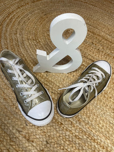 CONVERSE Girls Shoe Chuck Taylor All Star Ox Gold Glitter, UK 2
