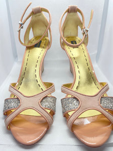 Mimco Monarch Mix Midi Wedge Heels, Pink, Size 39