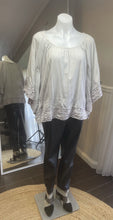 Load image into Gallery viewer, Flower Cape Sleeve Crochet Embellished Top, Grey, Size 14