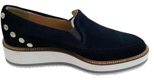 Zara Navy Suede Platform Loafers, Size 39
