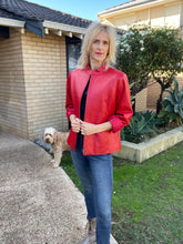 Load image into Gallery viewer, Leather Box Jacket, Red, Size L