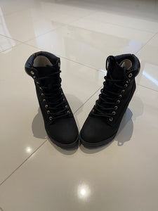 London Rebel Lace Up Ankle Boots, Black, Size 7