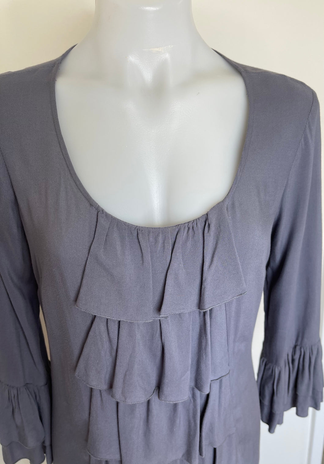 Sunny Leigh Ruffle Top, Grey Blue, Size S