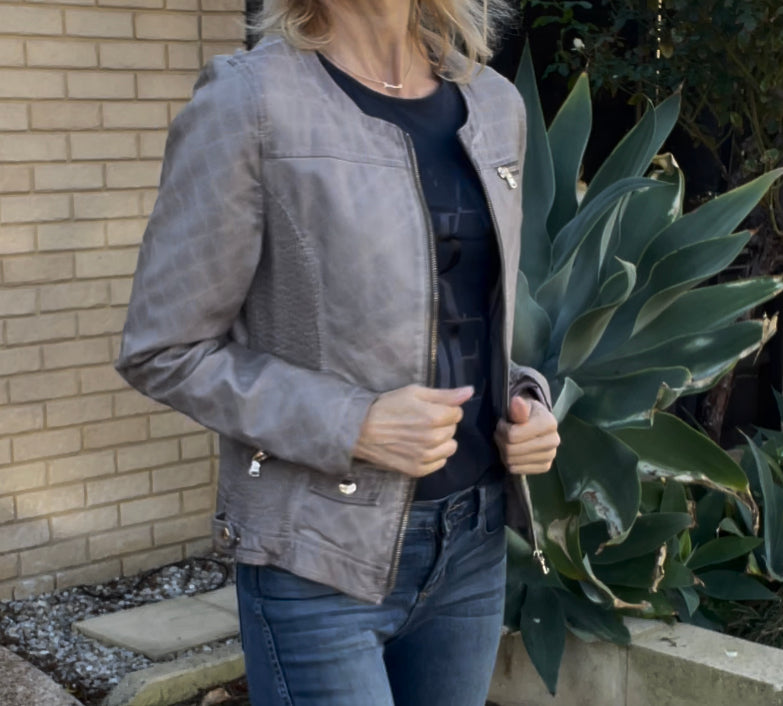 Dolce Vita Vegan Leather Jacket, Taupe, Size 10