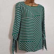 Load image into Gallery viewer, Dorothy Perkins Green Striped Tie Sleeve Blouse