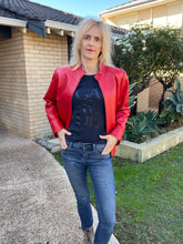 Load image into Gallery viewer, Leather Box Jacket, Red, Size L