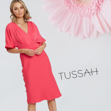 Load image into Gallery viewer, Tussah MIDI Dress, Fuchsia Pink, Size 14