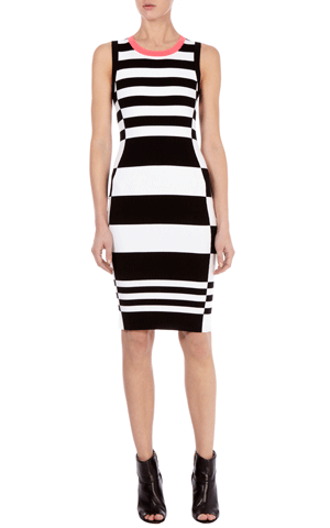 Karen Millen Black Contrast Knit Dress, Size 2